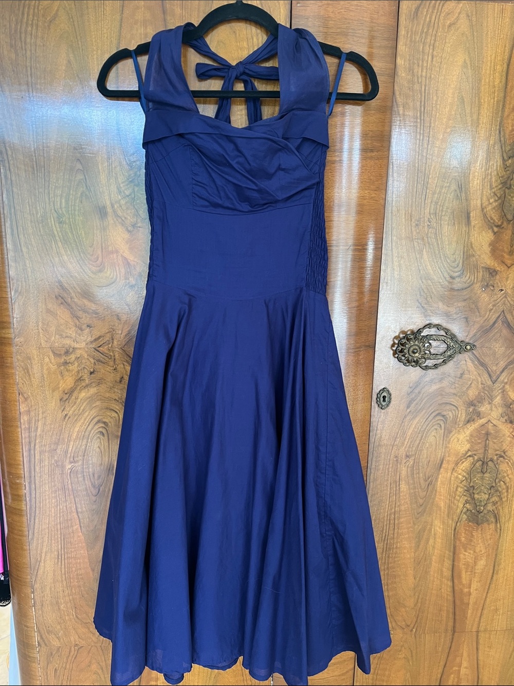 Trashy Diva by Candice Gwinn Cotton Navy Blue Halter Swing Dress Size Small
